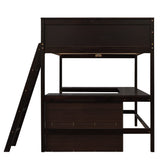 Espresso Wooden Full Size Loft Bed with Integrated Desk and Storage by Harper & Bright Designs Harper & Bright Designs