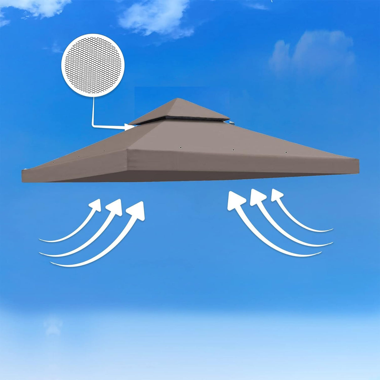 FORALEBEN 10' x 10' Gazebo Replacement Canopy Top Cover for 2 Tier Canopy Patio Garden Gazebo Outdoor BBQ Roof Cover Shelter (Taupe) FORALEBEN