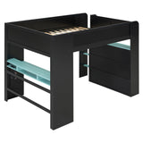 Bellemave Full Loft Bed with Height-Adjustable Desk,Wardrobe,Ample Storage Space,and RGB Light, Gaming loft Bed with Desk, Black+Blue Bellemave