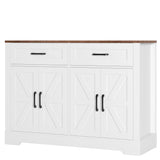 BOTLOG Farmhouse Buffet Cabinet with Storage, 47.2" Storage Cabinet with Drawers, Barn Doors, Sideboard, Bar Cabinet for Kitchen, Dining Room, Hallway, White BOTLOG
