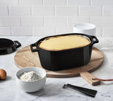 KooK Dutch Oven, Oven for Sourdough Bread Baking, with Lid, Dual Handles, Enameled Cast Iron, includes Lid Lever, Great for Baking Bread, Cooking and Roasting, Dishwasher Safe, 3.4 Qt, Black KooK