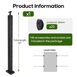 Cable Railing Post 36" (35"X2"x2"), Level Drilled Stainless Steel Deck Railing Post, Black Adjustable Top Level Holes Railing Post for Horizontal Cable Systems, Surface Mount Post for Decks Wqinjk