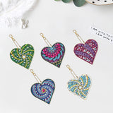 LUSandy 5pcs DIY 5D Heart Diamond Painting Keychain Kits Double Sided Full Drill Special Shape Heart Diamond Art Key Chain Key Ring Set for Backpack Shoulder Bag Accessories Adults LUSandy