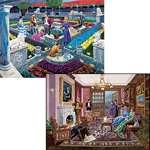 Bits and Pieces – Value Set of Two 1000 Piece Jigsaw Puzzles for Adults – Murder at the Museum, Murder at Bedford Manor - Mystery Jigsaw Puzzle by Artist Gene Dieckhoner