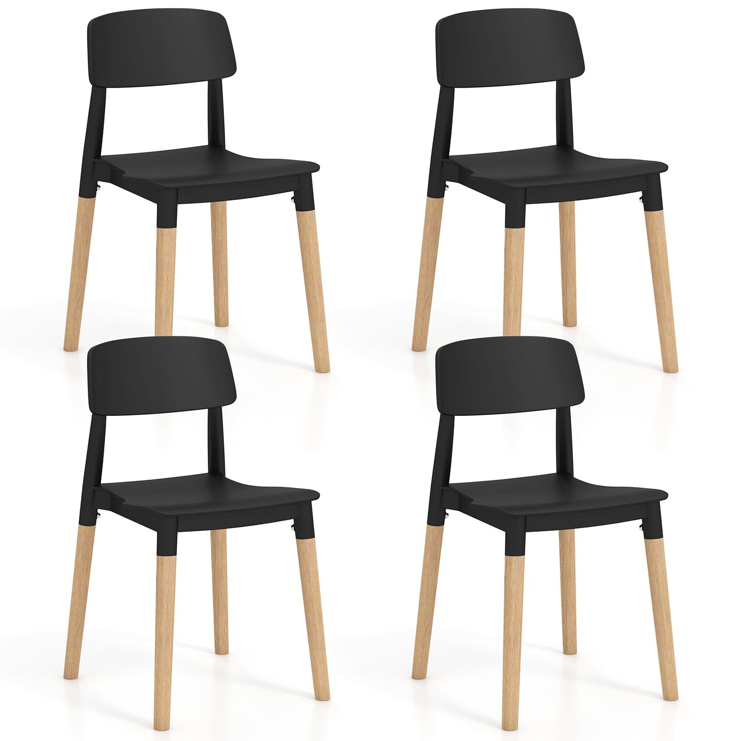 Giantex Wooden Dining Chairs Set of 4, Modern Dining Side Chairs Set w/Ergonomic Backrest, Wide Seat & Sturdy Wooden Legs, Armless Kitchen Chairs for Dining Room Living Room Restaurant Cafe ( - WoodArtSupply