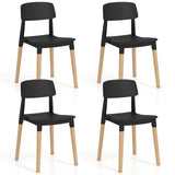 Giantex Wooden Dining Chairs Set of 4, Modern Dining Side Chairs Set w/Ergonomic Backrest, Wide Seat & Sturdy Wooden Legs, Armless Kitchen Chairs for Dining Room Living Room Restaurant Cafe (Black) Giantex