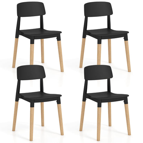 Giantex Wooden Dining Chairs Set of 4, Modern Dining Side Chairs Set w/Ergonomic Backrest, Wide Seat & Sturdy Wooden Legs, Armless Kitchen Chairs for Dining Room Living Room Restaurant Cafe (Black) Giantex