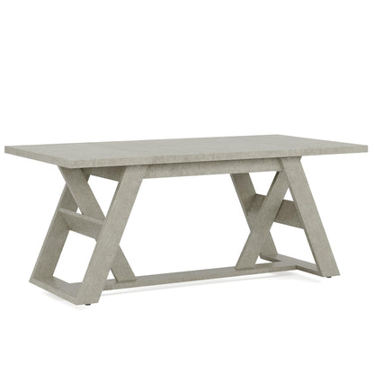 Tribesigns 70.9" Executive Desk, Farmhouse Home Office Desk with Double X-Shaped Base, Wood Large Computer Desk Writing Desk Small Conference Table, Gray - WoodArtSupply