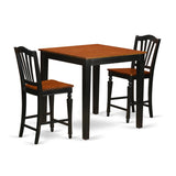 East West Furniture PBCH3-BLK-W 3 Piece Counter Height Pub Set for Small Spaces Contains a Square Kitchen Table and 2 Dining Room Chairs, 36x36 Inch, Black & Cherry East West Furniture