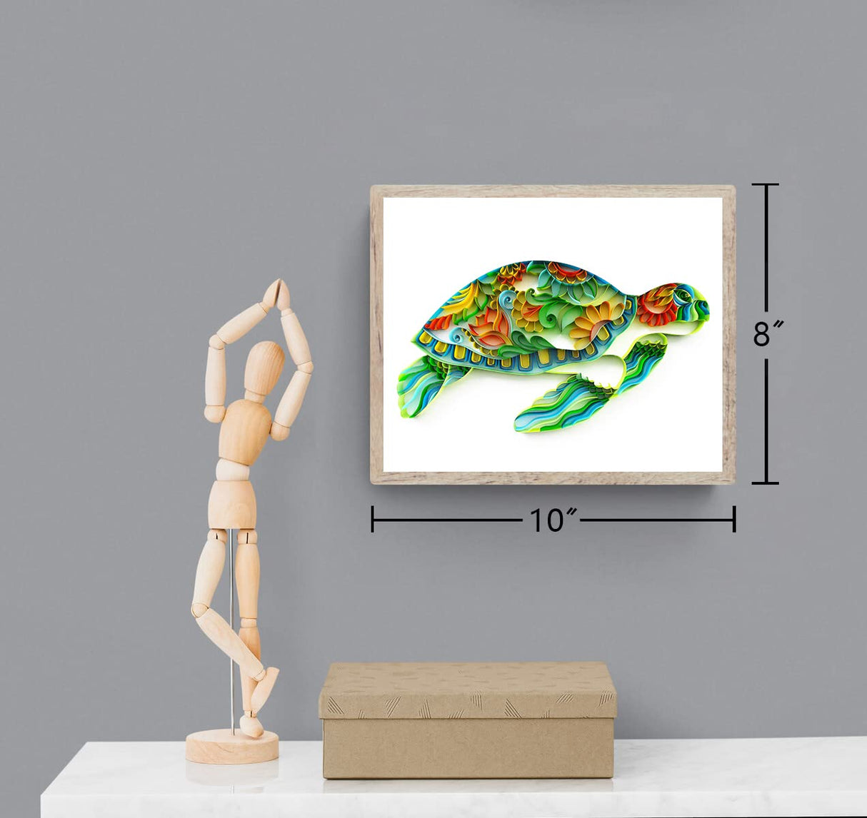 Uniquilling Quilling Kit, Paper Quilling Kits, 8 * 10-in Green Turtle Paper Filigree Kits with Quilling Tools& Using Manual, DIY Quilling Artwork Modern Wall Art for Living Room Uniquilling