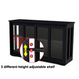 RASOO Buffet Sideboard with Sliding Glas Door and Adjustable Shelf Stackable Kitchen Storage Cabinet Antique Cupboard Home Furniture, Black RASOO