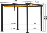 Domi 9’x13' Outdoor Retractable Pergola Against The Wall with Sun Shade Canopy, Pergolas and Gazebos Clearance, Patio Metal Canopy for Deck, Garden, Backyard domi outdoor living