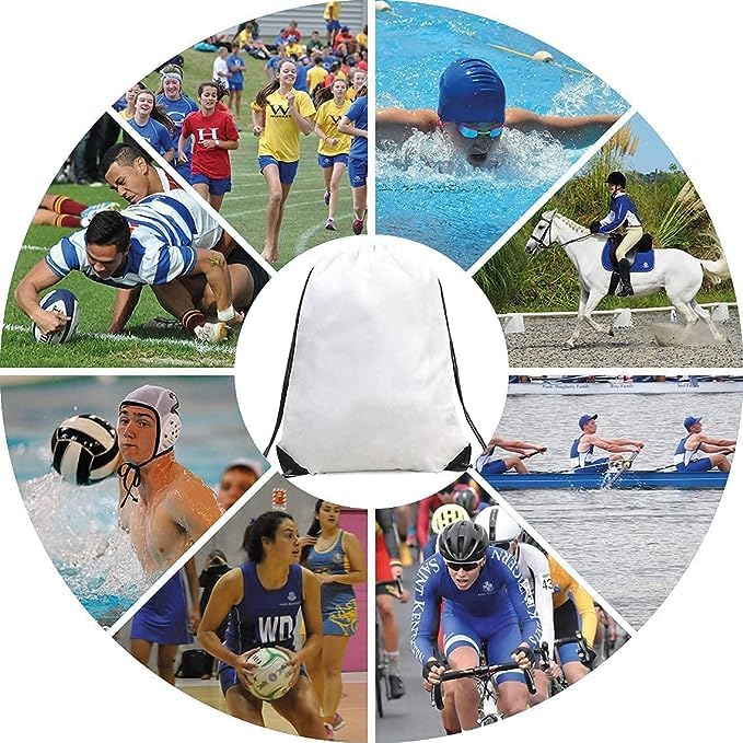 BeeGreen Drawstring Bags Backpacks Bulk, 20 Pieces White Gym Cinch Bags, String Backpack for Sports Sack, Personlized Sackpacks DIY Heat Vinyl BeeGreen