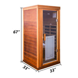 Kanlanth Red Cedar Infrared Sauna 1 Person Low EMF Far Infrared Sauna for Home, 1,350 watt, Indoor Sauna, 2 Bluetooth Speakers, 1 LED Reading Lamp Kanlanth