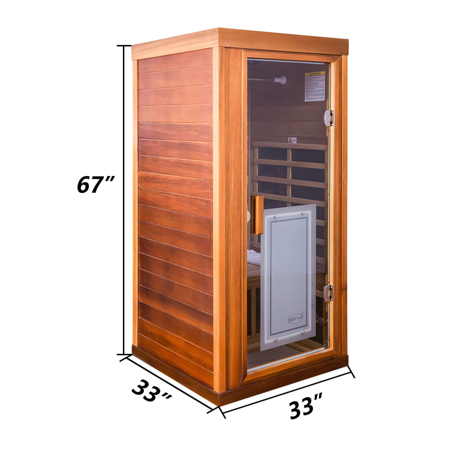 Kanlanth Red Cedar Infrared Sauna 1 Person Low EMF Far Infrared Sauna for Home, 1,350 watt, Indoor Sauna, 2 Bluetooth Speakers, 1 LED Reading Lamp - WoodArtSupply