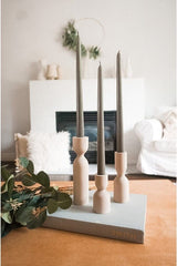 DUHALINE Wooden Candle Pillar Holder Set of 3,Rustic Farmhouse Candle Holder,Handmade Candlestick Holder, Wood Candle Holders, Console Table Decoration Pieces, Luxury Fireplace Candle Holder DUHALINE