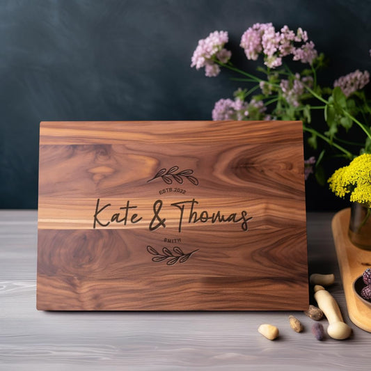 Personalized Cutting Board, Usa Crafted Maple/Walnut Customized Cutting Boards, Save The Date Wedding Gift, Christmas Gifts, Bridal Shower Gifts for - WoodArtSupply