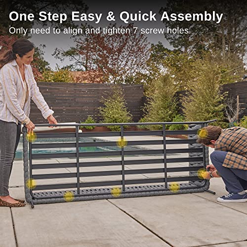 EAST OAK Life Chatter Patio Furniture Set 5 Pieces, Outdoor Furniture 5-Seat Sofa with Two Round Coffee Table, Waterproof Thick Cushion Deep Seating for Porch, Balcony, Earth Black & Misty Grey EAST OAK