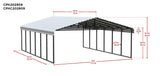 Arrow Carports Galvanized Steel Carport, Double Car Metal Carport Kit, 20' x 29' x 9', Charcoal Arrow
