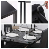 PayLessHere Dining Room Table Set 5-Piece Kitchen with 4 Faux Leather Metal Frame Chairs Rectangular Modern for Small Spaces w/Glass Tabletop Kitchen Table and Chairs, Black Glass PayLessHere