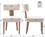 Wahson Beige Dining Chairs Set of 2, Comfy Upholstered Modern Farmhouse Kitchen Chairs with Wood Legs, Linen Fabric Dining Chairs with Curved Wingback for Living Room Bedroom Wahson