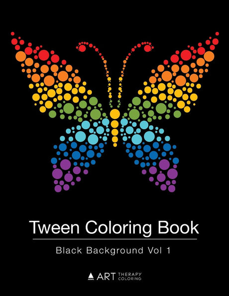 Tween Coloring Book: Black Background Vol 1: Colouring Book for Teenagers, Young Adults, Boys, Girls, Ages 9-12, 13-16, Cute Arts & Craft Gift, Detailed Designs for Relaxation & Mindfulness Art Therapy Coloring
