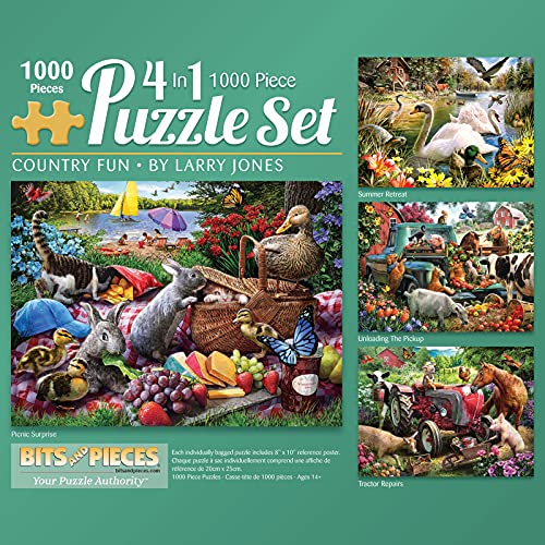 Bits and Pieces Set of 4 Jigsaw Puzzles 1000 Pieces - Country Farm Animals Bits and Pieces