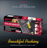 Heavy Duty Grease Gun Kit - 14oz Free Grease Tube 8000 PSI Pistol High Pressure Flexible Hose Bearing Grease Pump Marine Durable Connectors Adapters Extension Tubes Nozzle Easy Operation SEDY