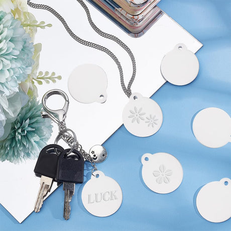 BENECREAT 30pcs Sublimation Aluminum Blank, Flat Round Aluminum Stamping Tag Blank Dog Tag Double Sided Transfer Tags for DIY Keychains, Pets Tags Project, 1.4x1.2" BENECREAT