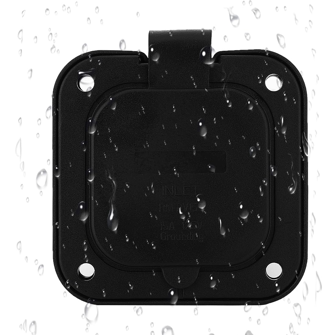 DEALTUS Household 15AMP 125V Flanged Power Inlet with Waterproof Cover, Nema 5-15P Male Flanged Inlet to 5-15R Female Extension Cord for RV EV, 1.8 Feet (55CM) ETL Verified DEALTUS