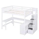 Harper & Bright Designs Multifunctional Full Size Loft Bed with Stairs and Desk in White Harper & Bright Designs