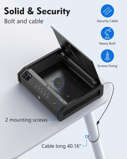 HOLEWOR Gun Safe, Biometric Gun Safes for Pistols with LCD Display of Temperature Humidity, Fingerprint Quick Access Pistol Safe Solid Handgun Safe with USB C Port - WoodArtSupply
