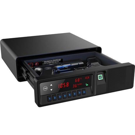 Z ZLJUAN Slide-Away Pistol Handgun Quick Access Gun Drawer Safe with LCD Display of Temp,Humidity,Time,Low Battery Warning,Unlock State for Nightstand Bedside Home Z ZLJUAN