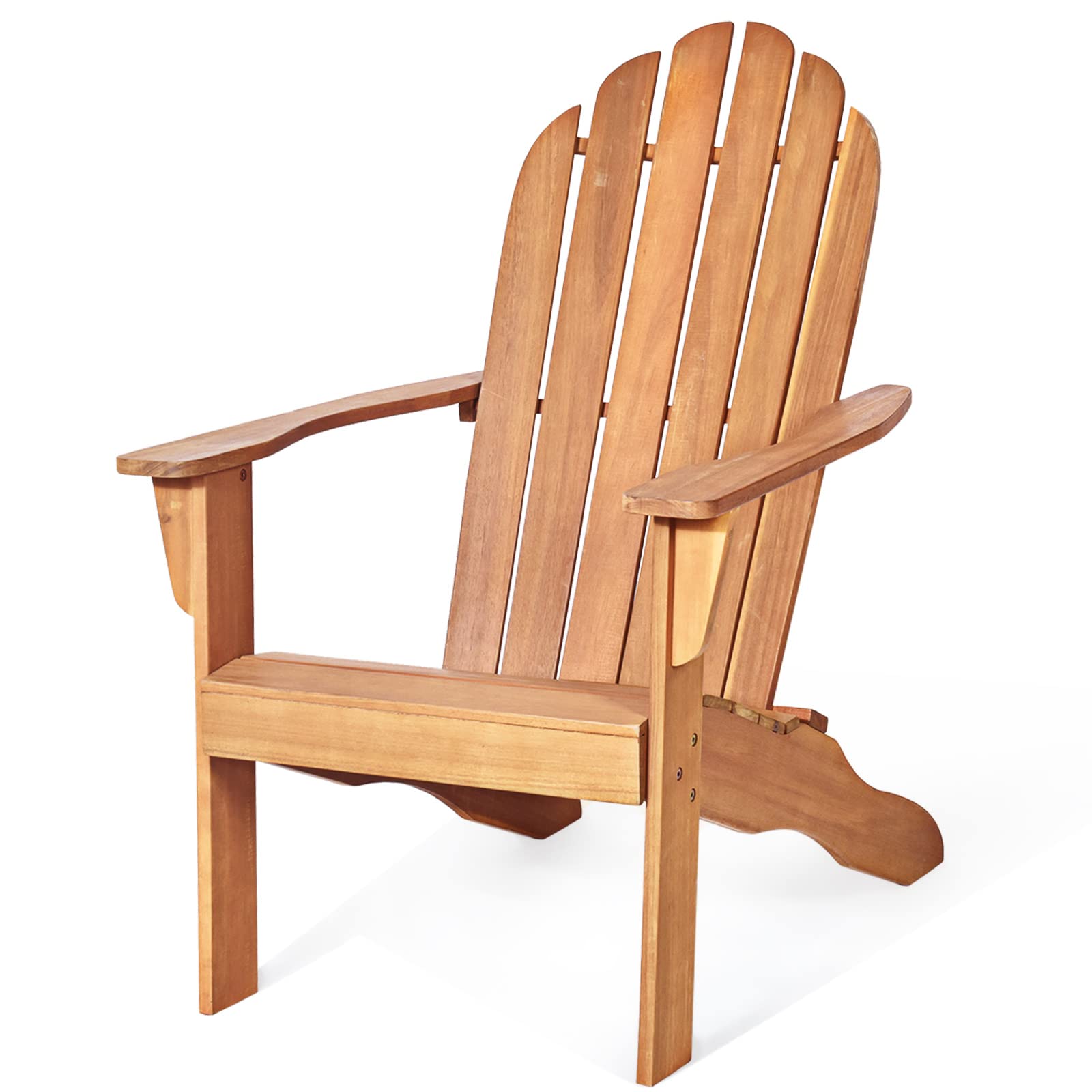 Tangkula Adirondack Chair, Acacia Wood Adirondack Lounger Chair, Outdoor Armchairs with Slatted Seating, Weather Resistant, for Patio Deck Lawn Backyard, Garden Adirondack Furniture (1, Natur - WoodArtSupply