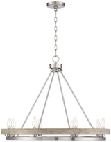 Possini Euro Design Lora Brushed Nickel Graywood Wagon Wheel Chandelier Lighting 29 1/4" Wide Farmhouse Rustic 8-Light Fixture for Dining Room Living House Home Kitchen Island Entryway Bedroom Possini Euro Design