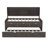 Harper & Bright Designs Twin Size Captain's Daybed with Trundle, Drawers & Bookcase in Antique Gray Harper & Bright Designs