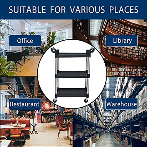 Abacad Plastic Utility Cart with Wheels Lockable, Heavy Duty Restaurant Cart, Service Cart for/Home/Office/Warehouse/Kitchen/Workshop,390 Lbs,2 - WoodArtSupply