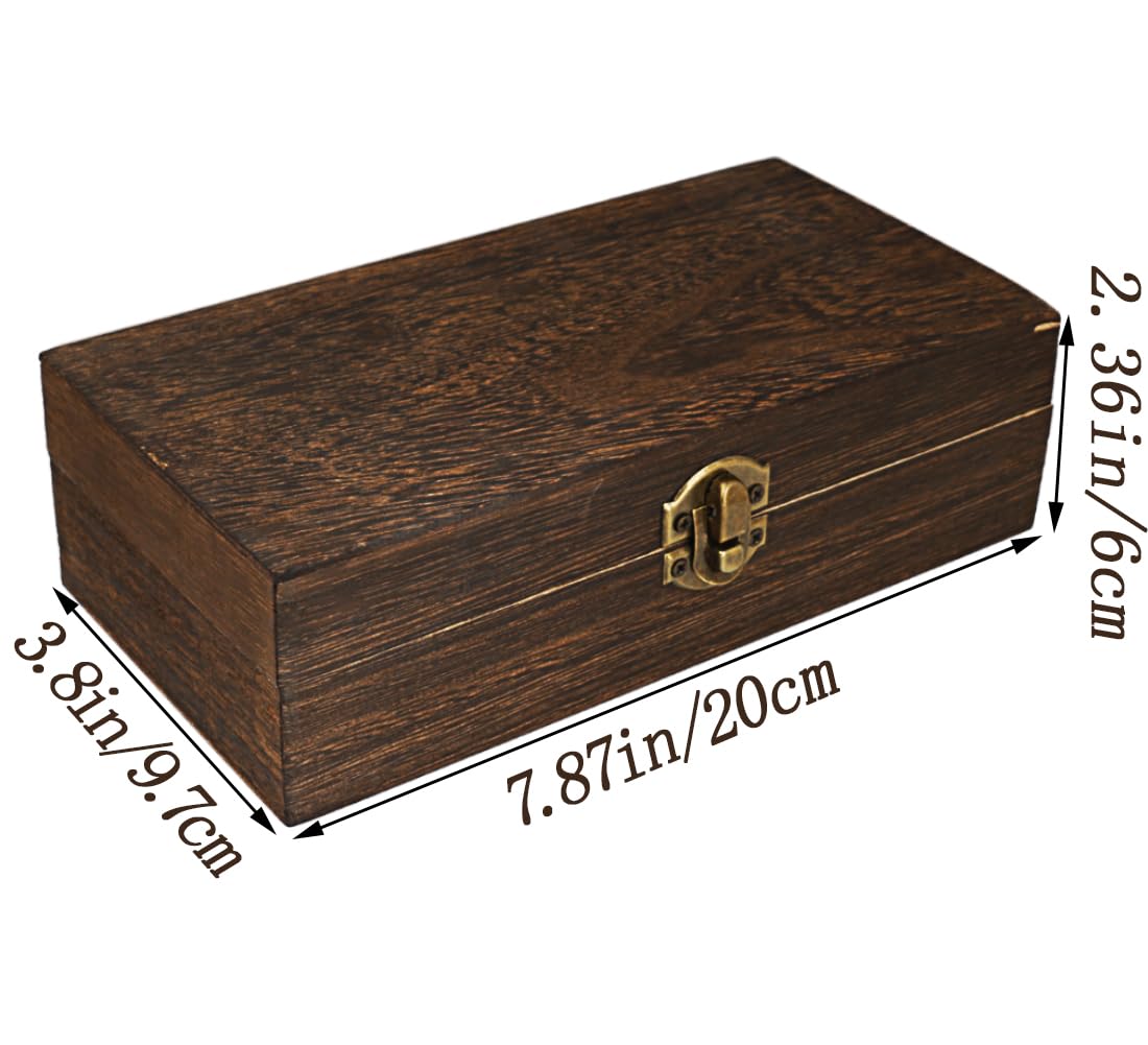 Handmade Wood Jewelry Box - Stylish Wood Travel Organizer for Women & Men, Unique Gift Ideas for Rings, Earrings, Necklaces & Bracelets, Flame Work Finish （Brown） DBlosp