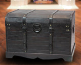 Vintiquewise Antique Style Black Wooden Steamer Trunk Coffee Table, Storage Chest with Lid, Hope Chest Storage, Blanket Trunk for Living Room or Bedroom Vintiquewise