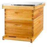 Honey Lake 10 Frame Bee Hive Starter Kit, Complete Beehive Kit for Beekeepers Dipped in 100% Beeswax Includes 1 Deep Brood Box & 1 Medium Super Bee Box with Beehive Frames and Waxed Foundation Sheet Honey Lake