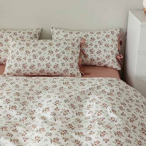 VM VOUGEMARKET Floral Comforter Set Twin,Pink Flower Bedding Set Nature Botanical Style,1 Soft Comforter and 2 Pillow Shams for Girls Women(3pcs,Twin XL) VM VOUGEMARKET