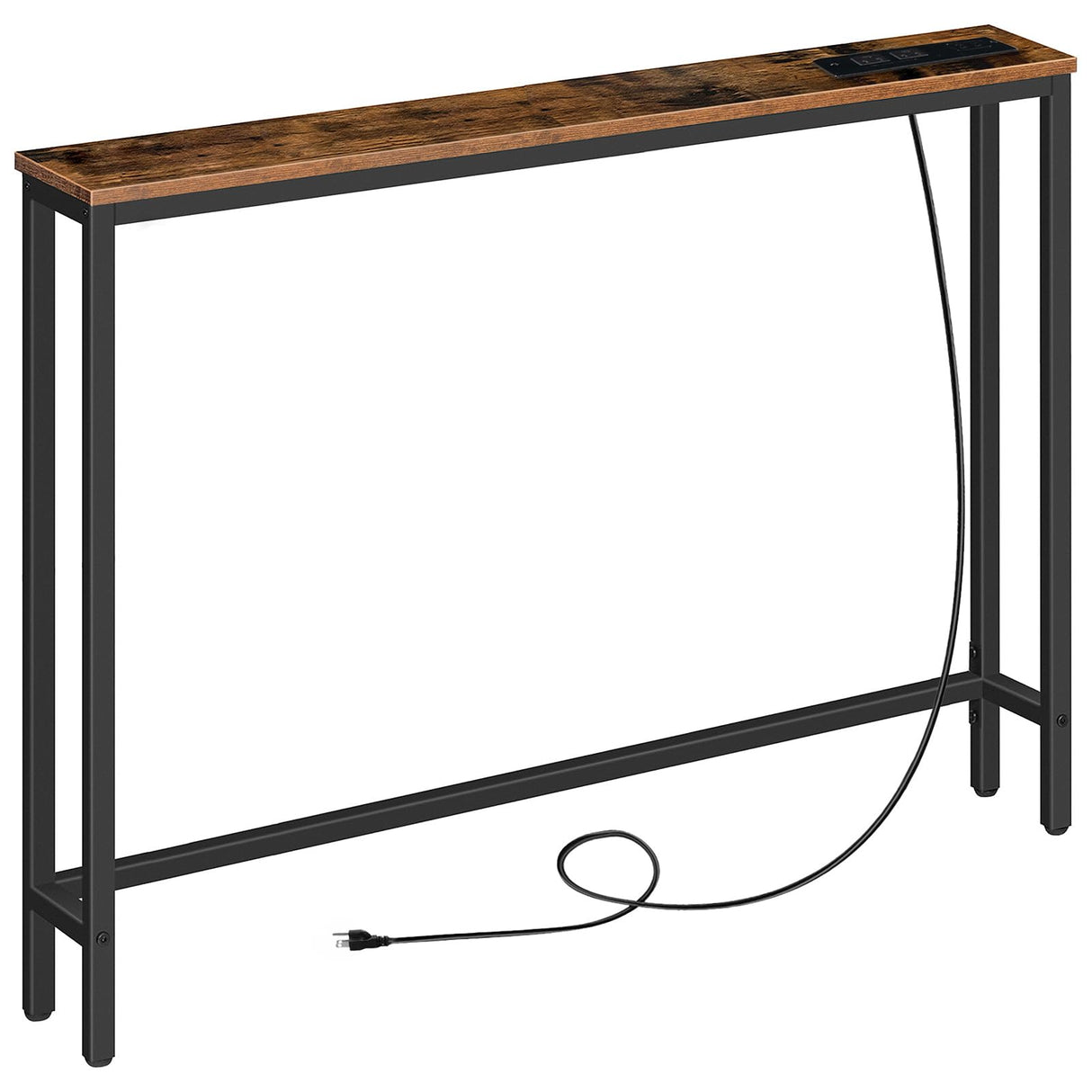HOOBRO 39.4" Skinny Console Table with Power Outlets, 5.9" Behind Couch Table with Charging Station, Narrow Sofa Table, Long and Thin Table for Entryway, Living Room, Rustic Brown BF51UXG01 HOOBRO