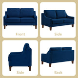 GOAWGO Modern Velvet Loveseat Sofa Couch Upholstered Love Seat Couches with Wooden Legs Comfy 2 Seat Small Couch for Living Room Bedroom Small Spaces, Navy GOAWGO