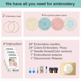Sutesloly 4 Sets Beginner Embroidery Kits for Adults,Learn Plant Flower Simple Hand Embroidery Starting Sets with Patterns,Basic Easy Stitch Floral Mushroom Learn Embroidery Starter Practice Kit Sutesloly