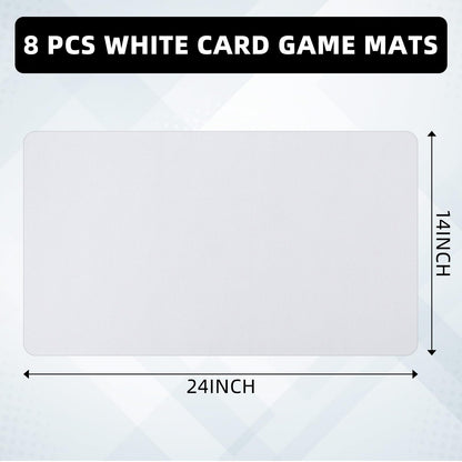 Yexiya 8 Pieces Card Game Mats 14 x 24 Inch Sublimation Blanks Playmat for Trading Card Game Smooth Rubber TCG MTG Playing Mat for Board Games, Mouse Pad, Collectible Card(White)