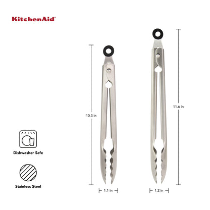 KitchenAid Universal Utility and Serving Stainless Steel Kitchen Tongs, Set of 2