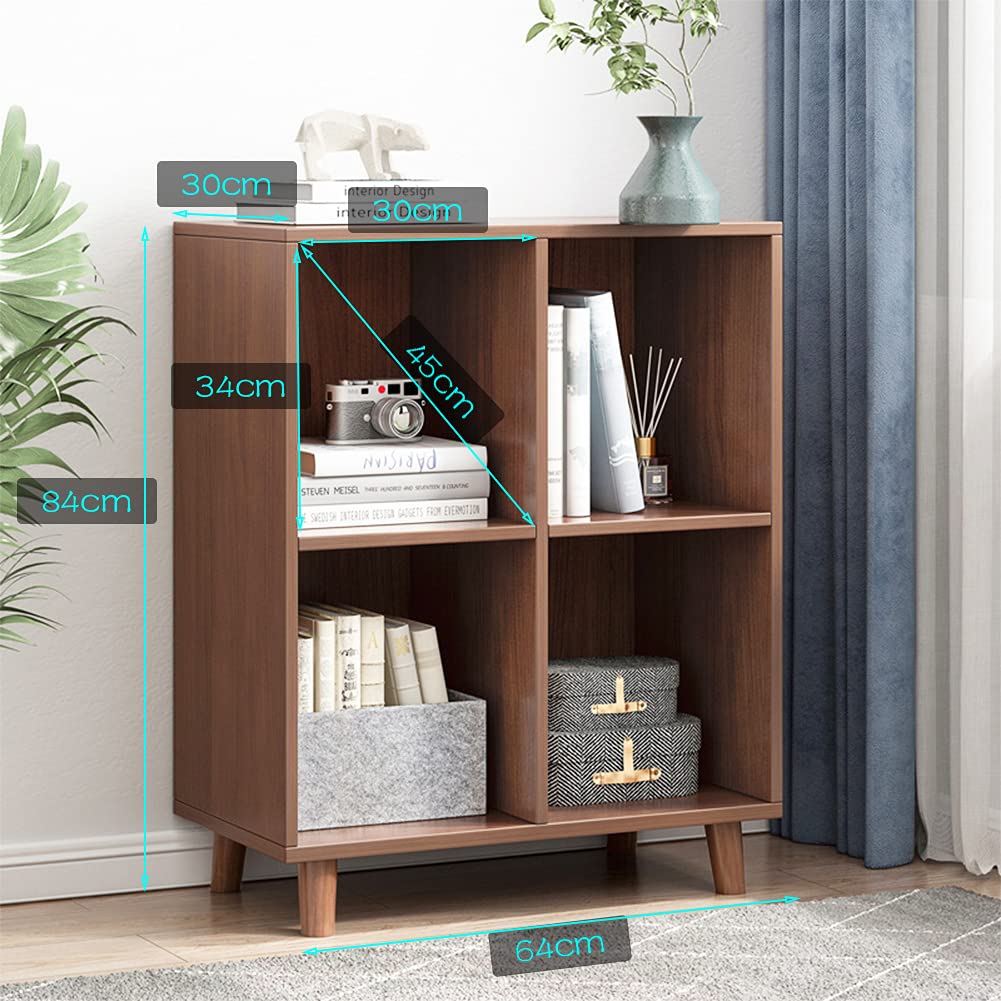 IOTXY 2-Tier Freestanding Wooden Cube Bookcase in Walnut - WoodArtSupply