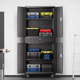 CAAP DRIVEN Rolling Metal Storage Cabinet, 73" Garage Cabinet with One Drawer & Adjustable Shelving, Heavy-Duty, Lockable Cabinet for Garages, Offices, Homes CAAP-TOLS-GSC73-BK CAAP DRIVEN