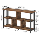 IBF Rustic Brown 3-Tier Industrial-Style 5-Cube Bookshelf and Storage Organizer IBF