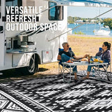 OLANLY Outdoor Rug Waterproof 5x8 ft, Reversible Outdoor Plastic Straw Rug, Boho Patio Rug, Indoor Outdoor Carpet, RV Mat Outside for Patio, Camp, Picnic, Balcony, Deck, Backyard, Black & White OLANLY